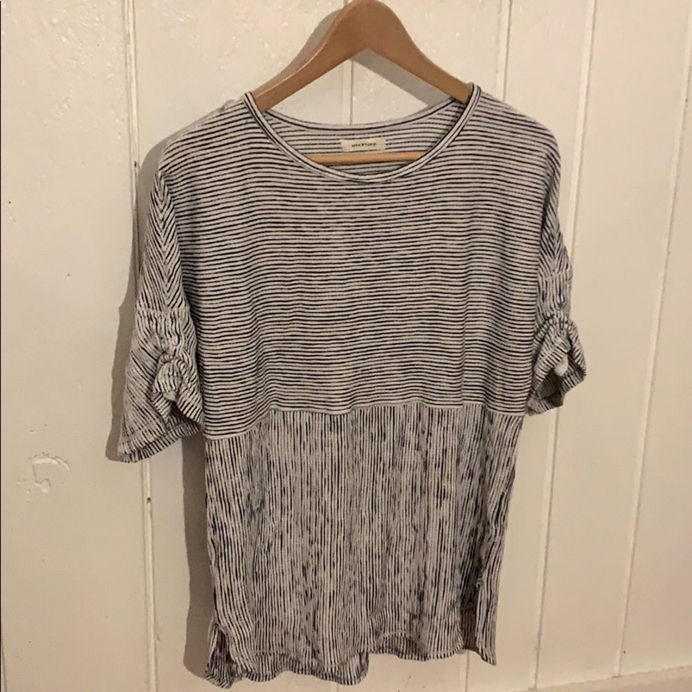 Max Studio White and Black Striped Top